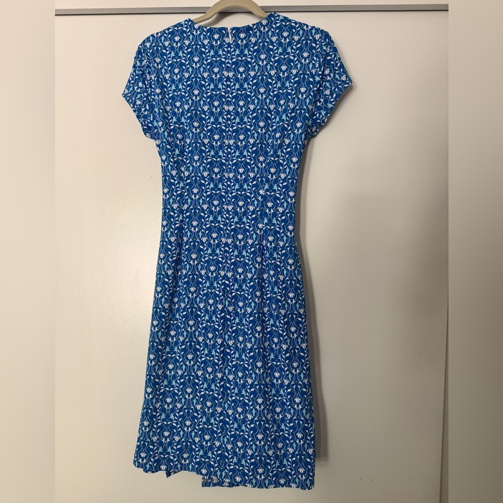 J. McLaughlin Blue Floral Stretch Knit Wrap Twist Dress M - Picture 6 of 8
